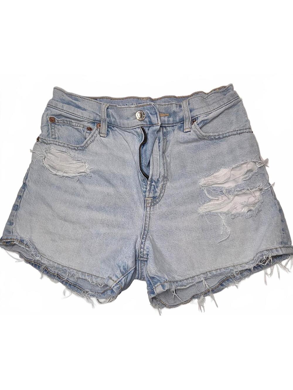 American Eagle Light Wash Distressed Denim Shorts Size 2